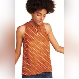 Anthropologie Rust with Gold Polka Dots Sleeveless Blouse